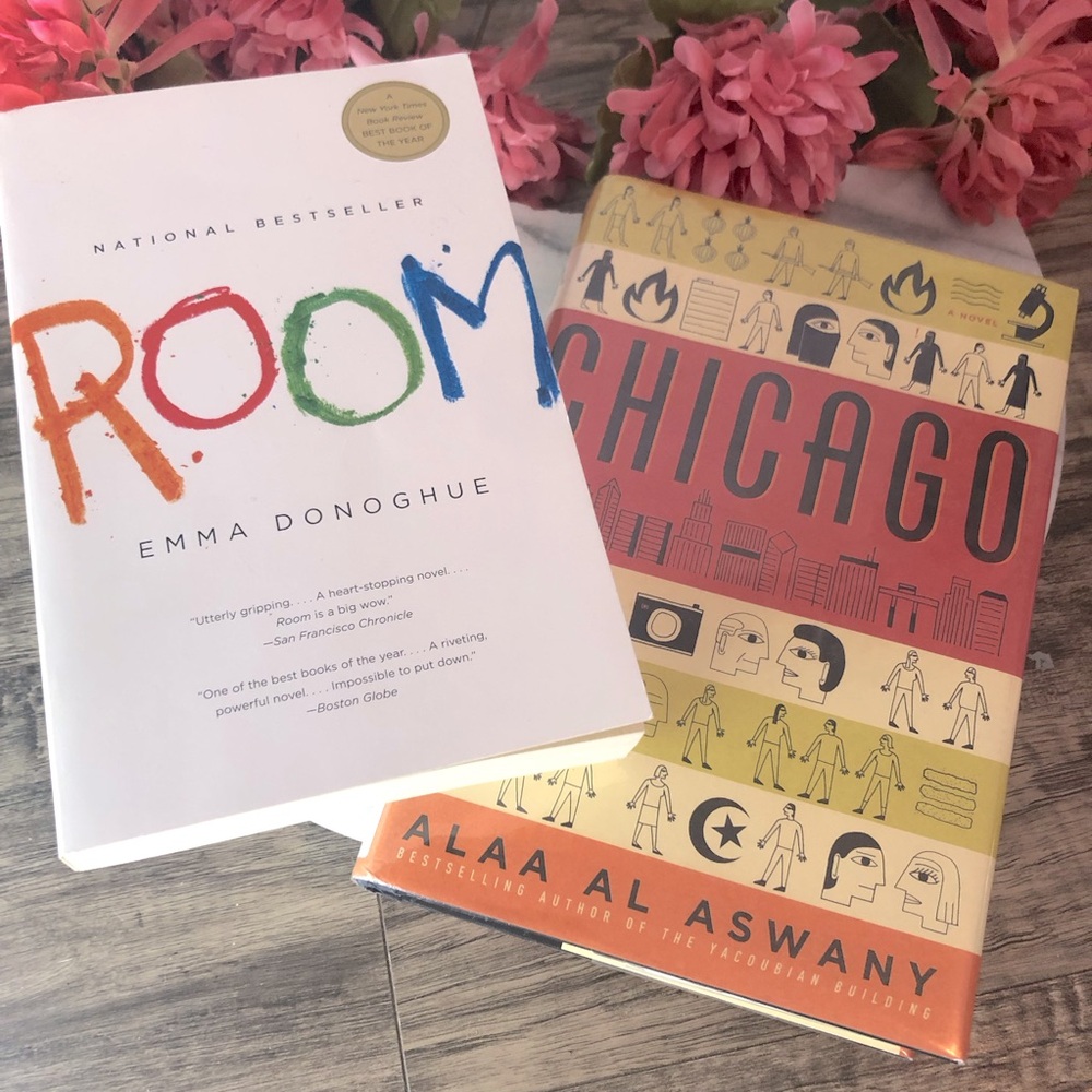 ROOM by Emma Donoghue & CHICAGO hardcover & paperback novels thrillers politics